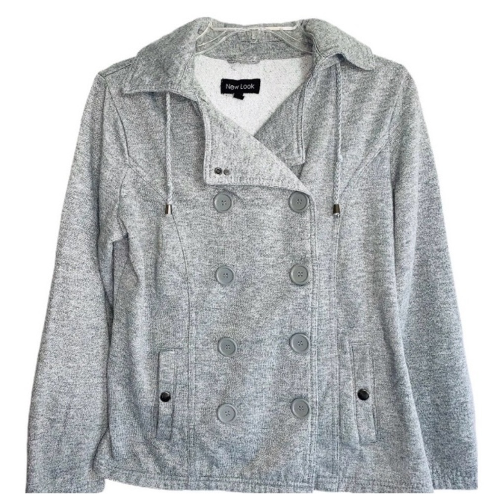 New Look Gray Double-Breasted Jacket Sz L